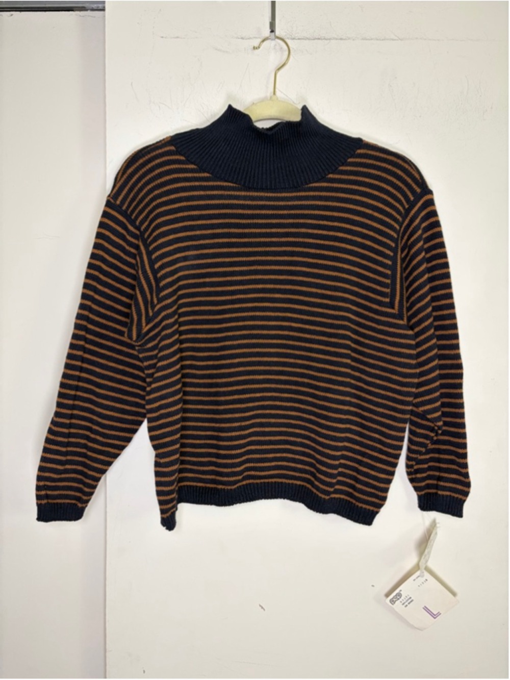 VTG 70s PEP by Pandora Deadstock Cotton Striped Knit Sweater Size L NWT